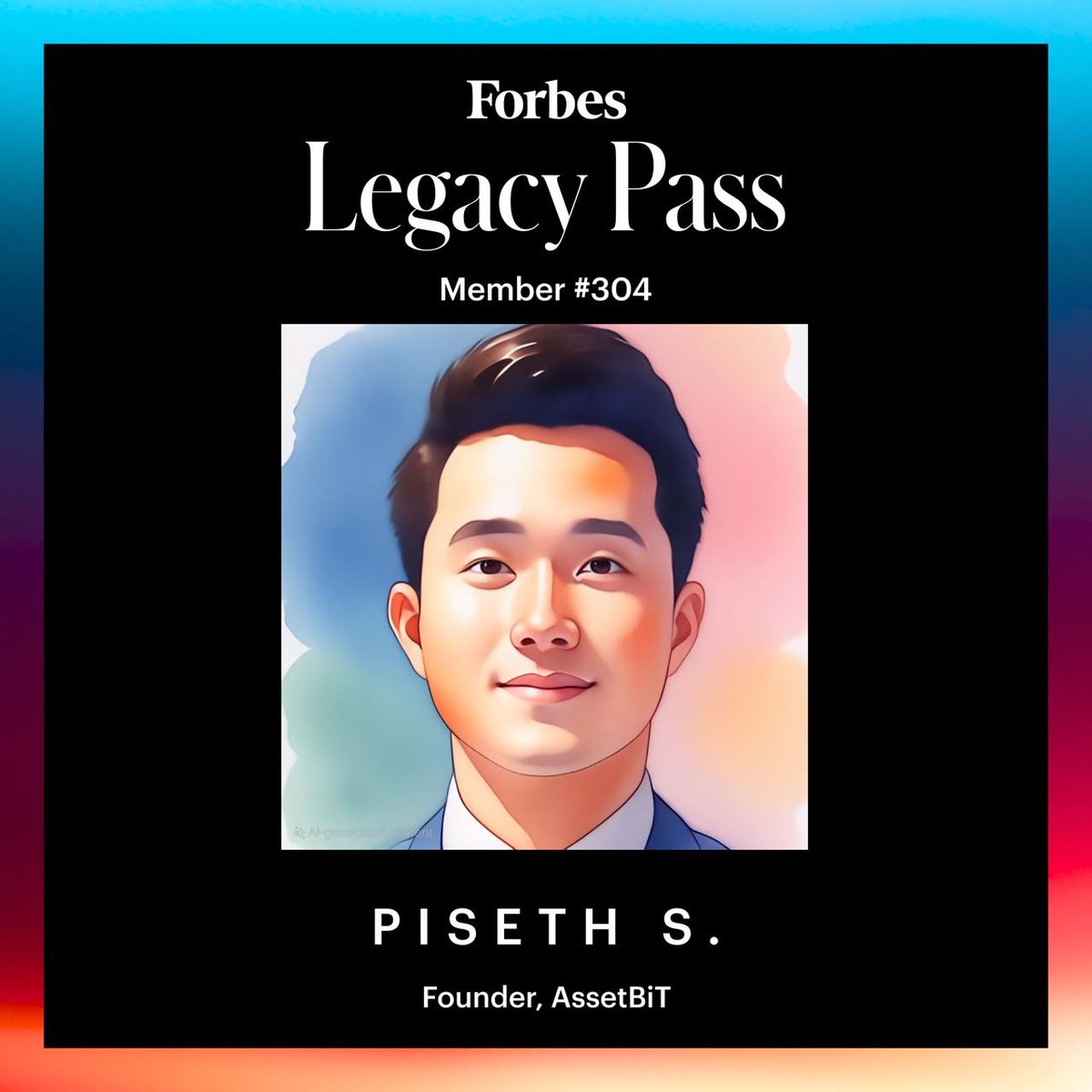 ForbesWeb3's tweet image. gm. Founder of AssetBiT, @0xAdEN789, joins the Forbes Legacy Pass.