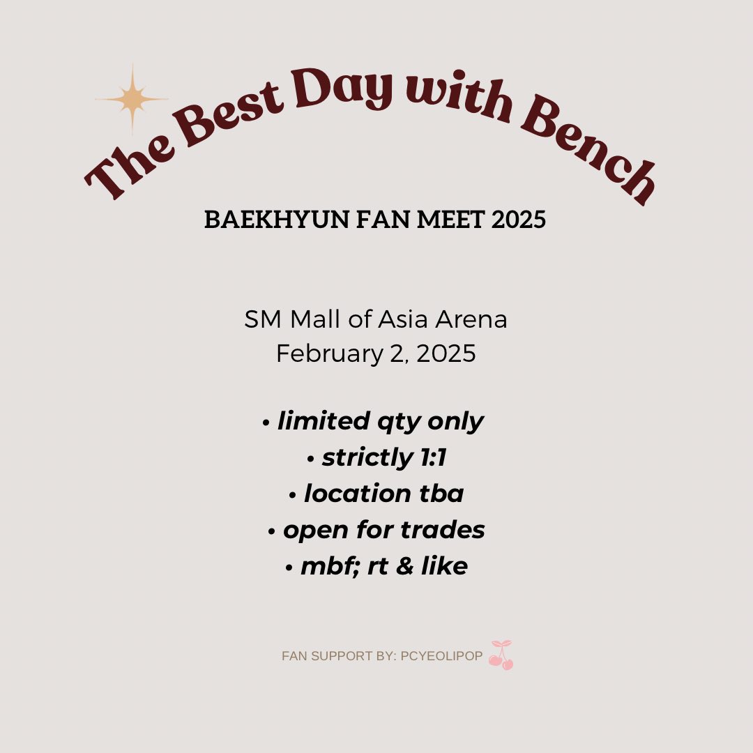 pcyeolipop's tweet photo. 𝑩𝒂𝒆𝒌𝒉𝒚𝒖𝒏 𝑭𝒂𝒏 𝑴𝒆𝒆𝒕 𝟐𝟎𝟐𝟓🍓

♡ fan support by @pcyeolipop: mini round fan

see pubmat for details ◡̈

🍭 rt &amp; like; mbf @pcyeolipop 
🧸 location tba
🍓open for trades

limited only (⁠◍⁠•⁠ᴗ⁠•⁠◍⁠)⁠

#TheBestDayWithBENCH #BAEKHYUNxBENCH #BAEKHYUNinMNL https://t.co/ZyhISjuMkE
