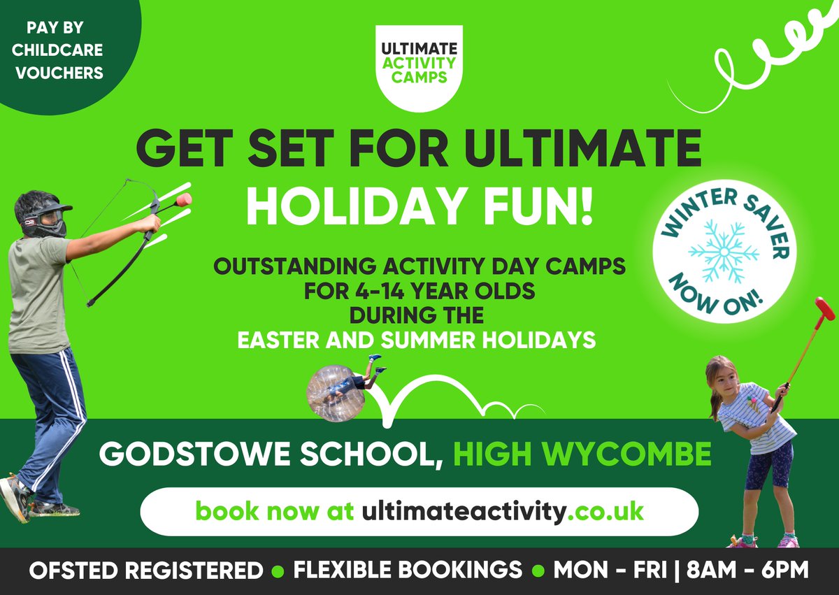 Ultimate Activity Camps (@ult_activity) on Twitter photo ⏰Our Winter Saver ends TONIGHT!⏰
Ultimate Activity Camps are returning to
<a href="/GodstoweSchool/">Godstowe Preparatory School</a> this Easter & Summer! 🤸🤸♂️
Children aged 4-14 can make new friends and enjoy over 40 sports, games, and creative activities each week. Book now to save👉bit.ly/3OgVSKX ⏰Our Winter Saver ends TONIGHT!⏰
Ultimate Activity Camps are returning to
<a href="/GodstoweSchool/">Godstowe Preparatory School</a> this Easter & Summer! 🤸🤸♂️
Children aged 4-14 can make new friends and enjoy over 40 sports, games, and creative activities each week. Book now to save👉bit.ly/3OgVSKX