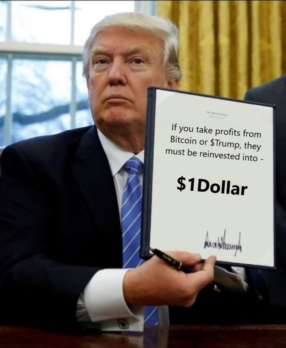 🚨 BREAKING: Trump signs his most important Executive Order yet.

Anyone taking profits from <a href="/Bitcoin/">Bitcoin</a> or $Trump must follow <a href="/realDonaldTrump/">Donald J. Trump</a> order.
#executiveorder #Memecoin