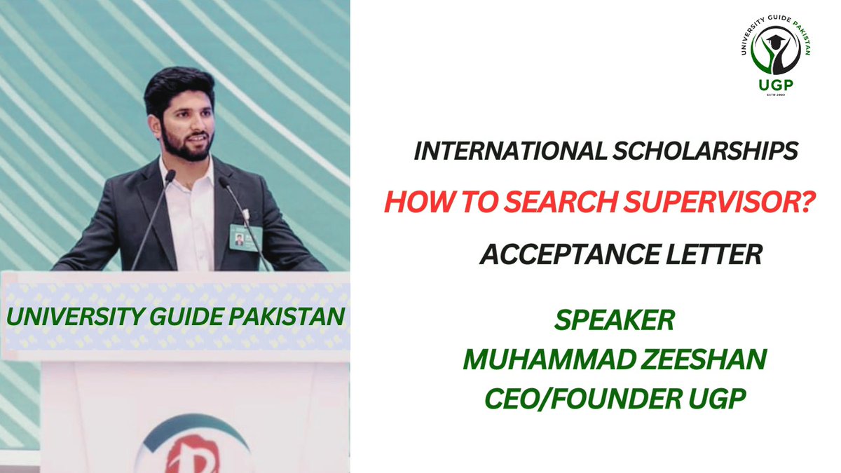 UGP__Official's tweet photo. 🌍 Dreaming of studying abroad with a full scholarship? 🎓✨
The key to unlocking this opportunity often lies in finding the right supervisor. In my latest video, I break down the step-by-step process for finding supervisors and reaching out to professors for ACCEPTANCE LETTER 📧 https://t.co/Jp4R60k1pX