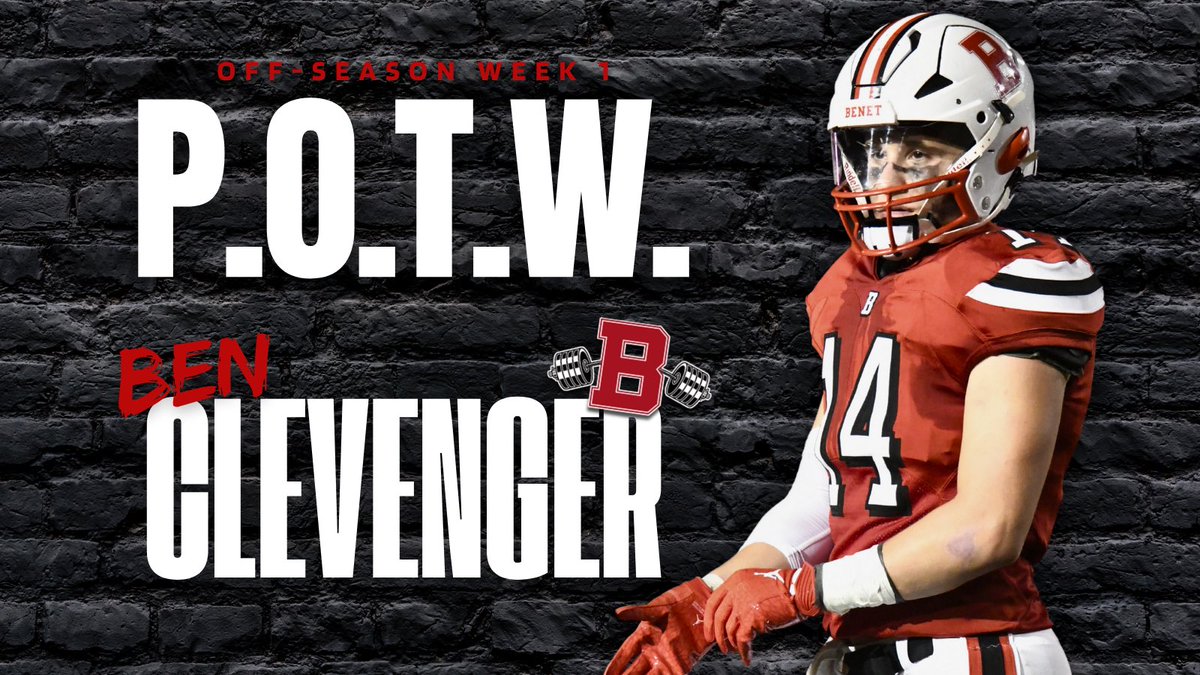 BenetRedwingFB's tweet photo. 🚨P.O.T.W.🚨

Congrats to Ben Clevenger (C/O 2026) on being named the first ever Off-Season Player of the Week!💪🏻

This award is given out each week during off-season training to the player that exemplifies elite attitude and effort in the weight room. This award is player-voted. https://t.co/IzcJoou8Cd