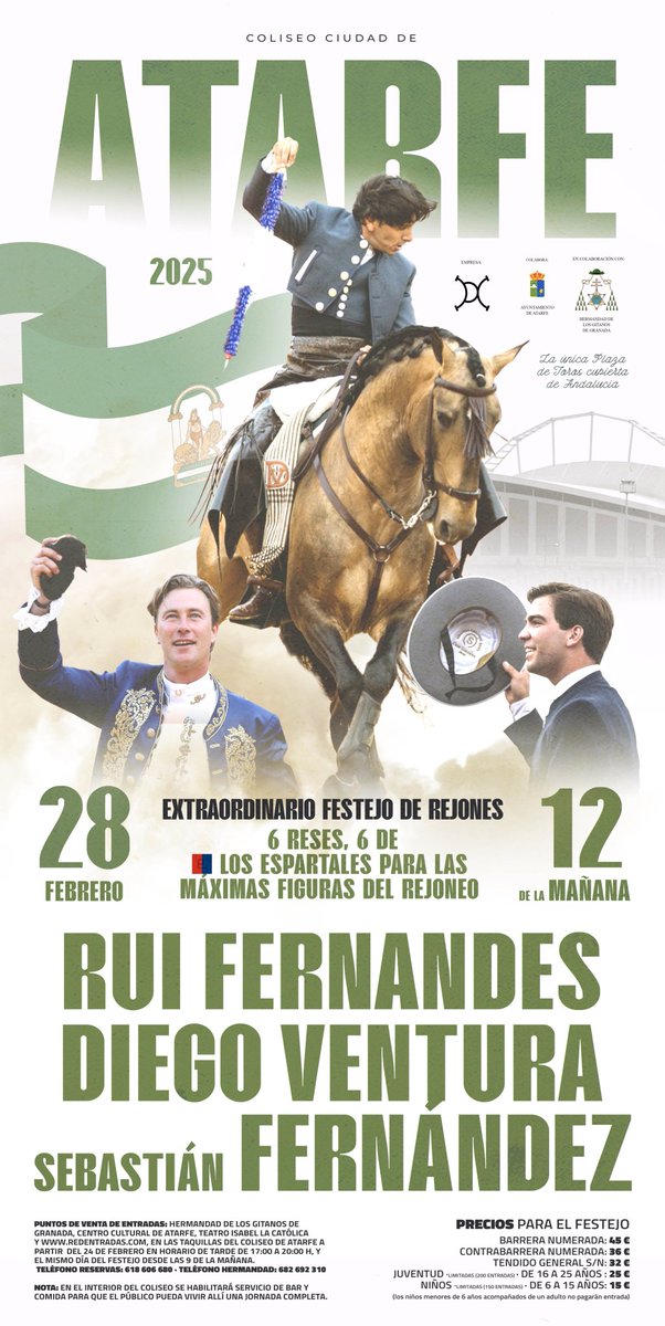 _EBambalinas's tweet photo. El próximo viernes 28 de Febrero la @HdadGitanosGR colaborará en la organización del Festejo de Rejones que se celebrará en el Coliseo de Atarfe desde las 12H.
Entradas disponibles en los puntos de venta de la Hermandad o contactando al 682 692 310.
|#CyS_EB| https://t.co/3oLW4Jgtny