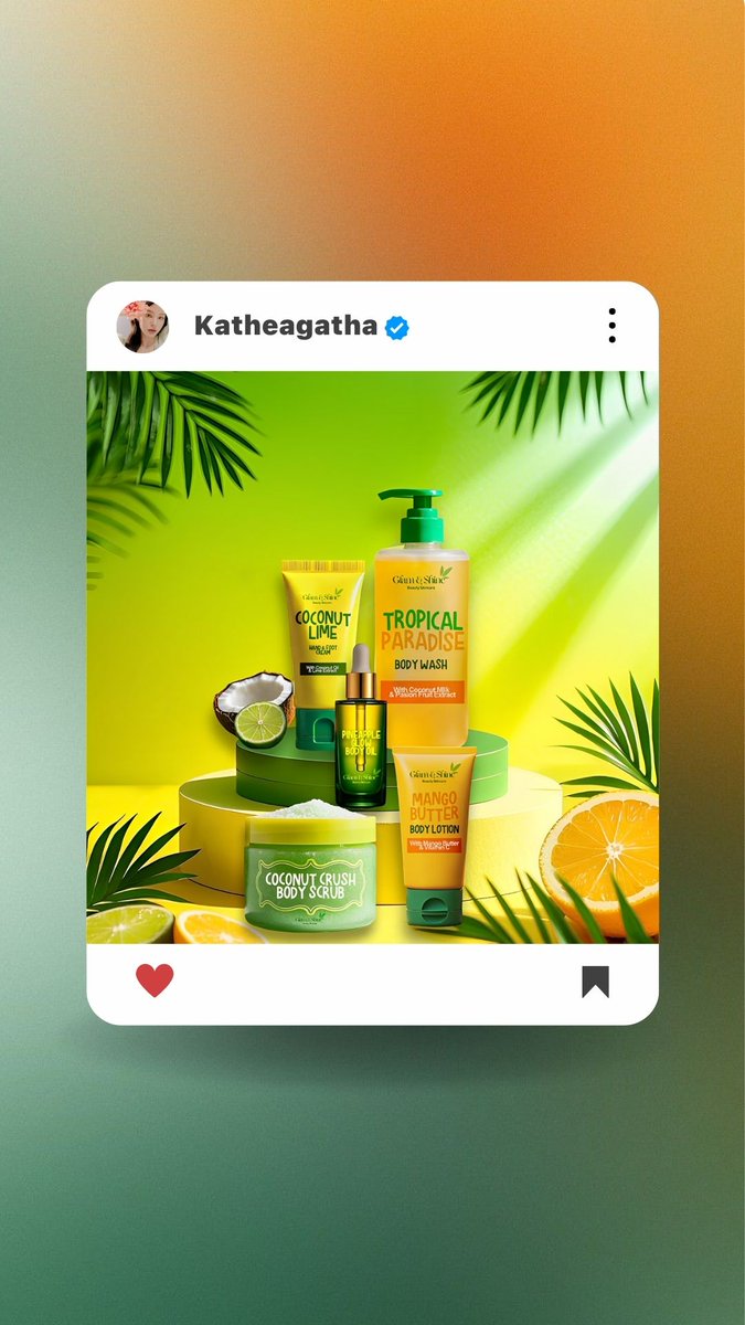 ㅤ
ㅤ 𝐈𝐍𝐒𝐓𝐀𝐆𝐑𝐀𝐌 𝐏𝐎𝐒𝐓
ㅤ 𝗸𝗮𝘁𝗵𝗲𝗮𝗴𝗮𝘁𝗵𝗮

Mau tau rahasia kulit sehat dan terawatku? Rahasianya, ya ini! Sepaket bodycare 𝘛𝘳𝘰𝘱𝘪𝘤𝘢𝘭 𝘉𝘭𝘪𝘴𝘴 𝘚𝘦𝘳𝘪𝘦𝘴 dari 𝘎𝘭𝘢𝘮 &amp; 𝘚𝘩𝘪𝘯𝘦 𝘉𝘦𝘢𝘶𝘵𝘺 𝘚𝘬𝘪𝘯 𝘊𝘭𝘪𝘯𝘪c. 
#KATHLEEN_AGATHA x #GSSkinClinic