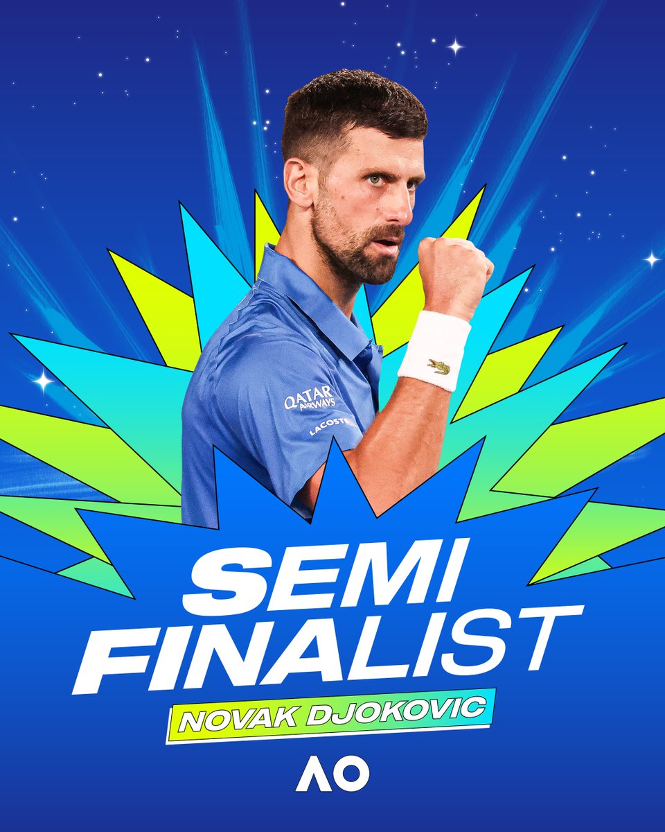 AustralianOpen's tweet image. 12 AO semifinals. 50 Grand Slam semifinals.

#AO2025 • @DjokerNole