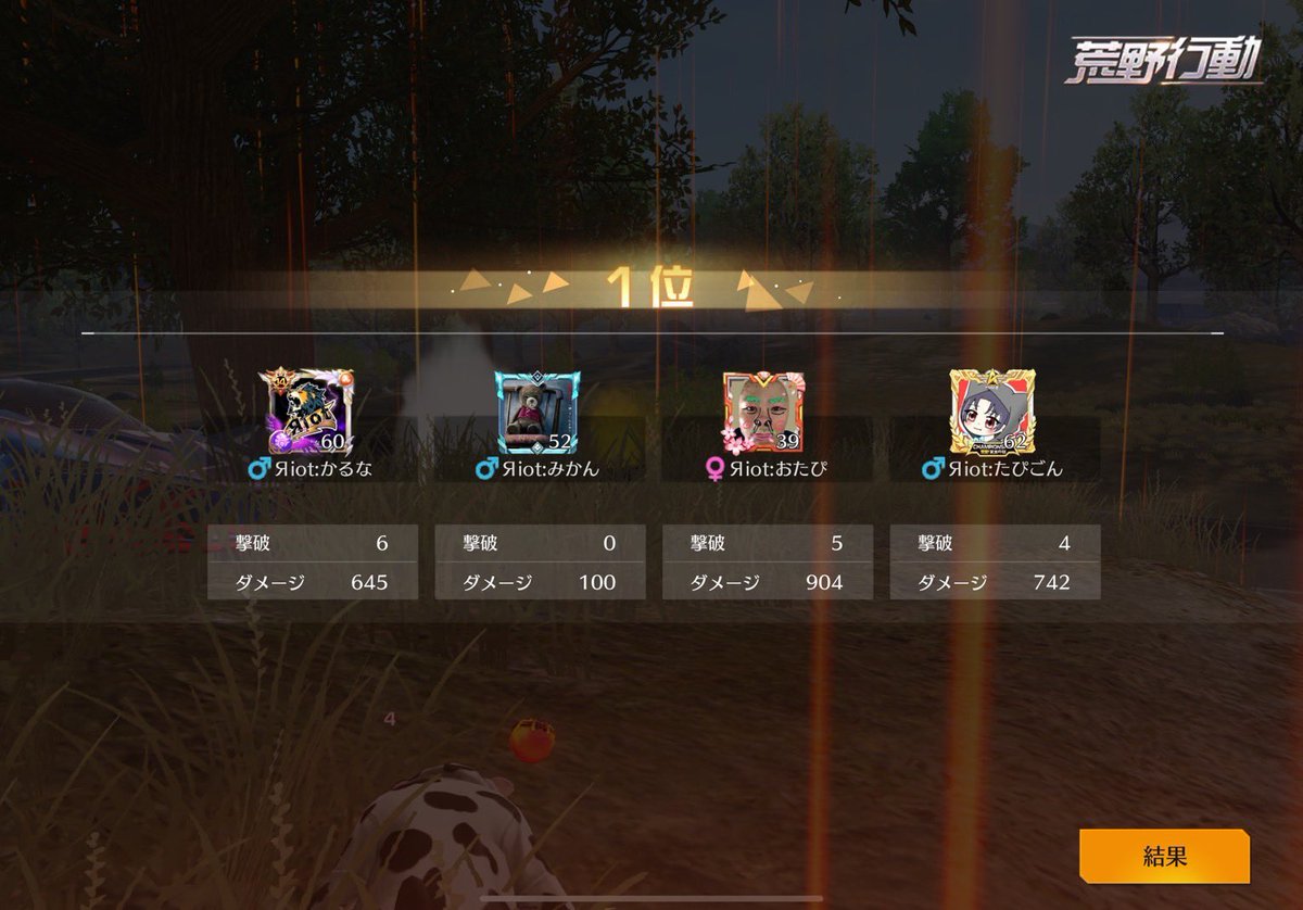 2025.01.03

▫️ 23:30 ~ 15kill🥇

Яiot:かるな
Яiot:みかん
Яiot:おたぴ
Яiot:たぴごん

#Яiot実績