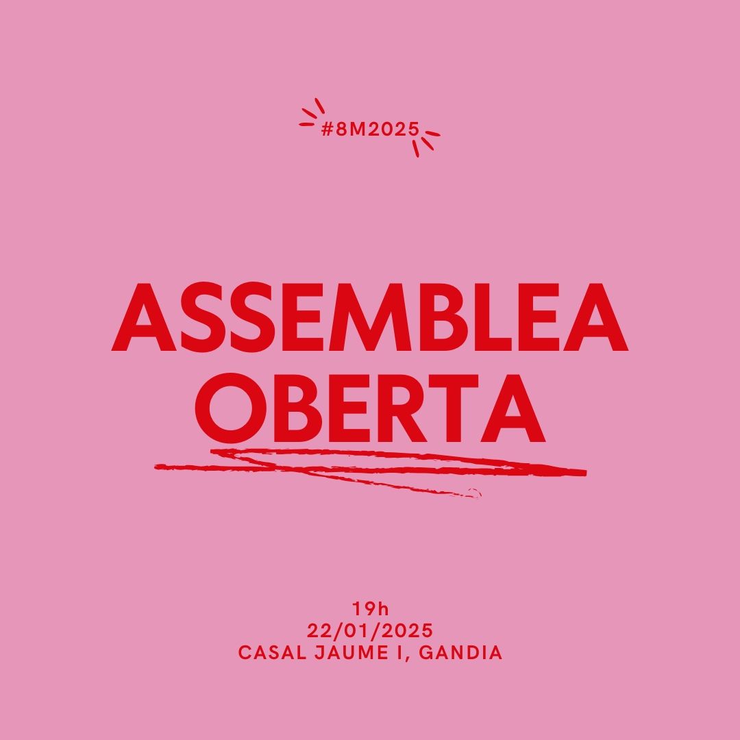📣 Assemblea Oberta!
🗓️ Dimecres 22 de gener, 19:00
📍 Casal Jaume I
Farem valoració del 25N i començarem a organitzar el 8M. 💜✊
#XarxaFeministaSaforValldigna #Feminisme #8M