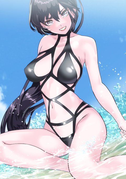 おはようございます❤(#^.^#)
本日は黒ボンデージ水着❤ 