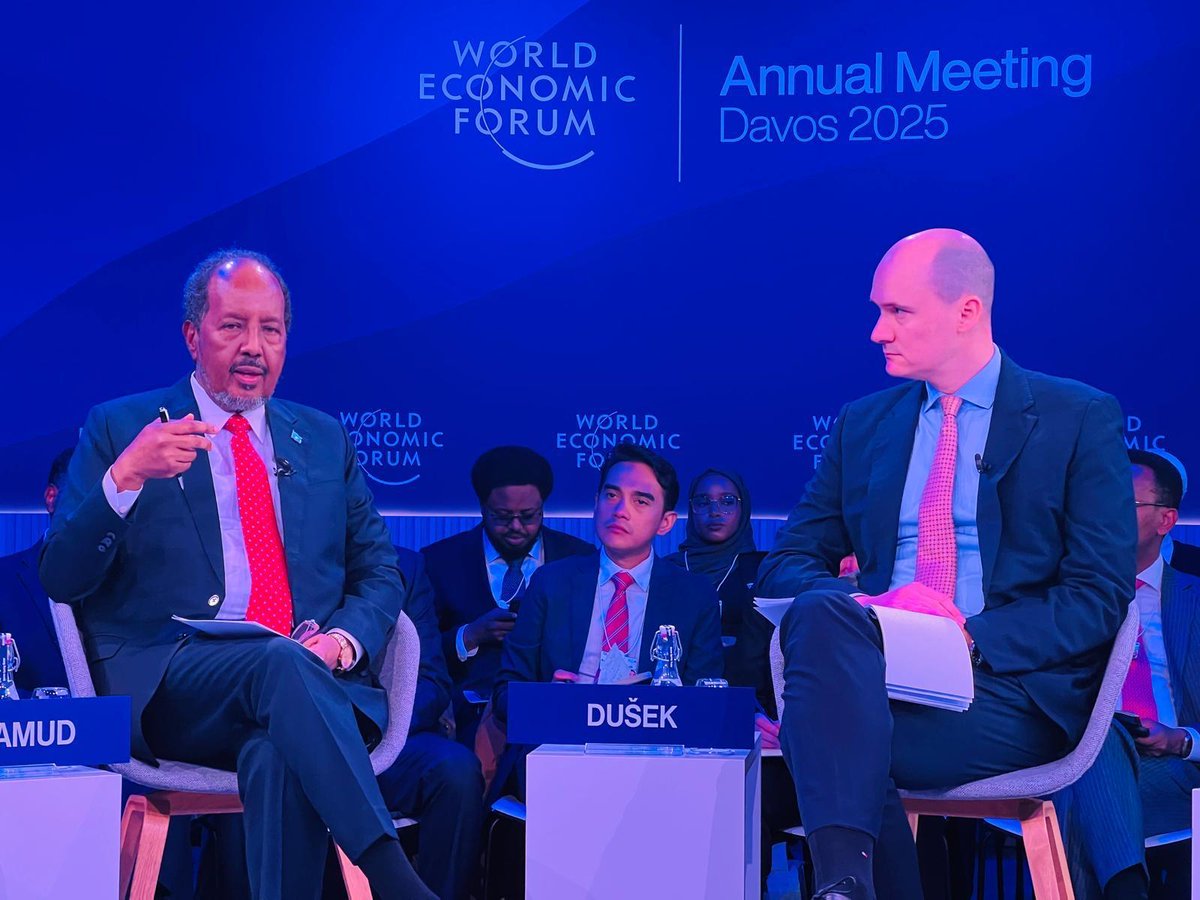 His Excellency President Hassan Sheikh Mohamud is in Davos, Switzerland to participate in the World Economic Forum (WEF). 

The President delivered remarks highlighting Somalia’s progress in key developmental areas, ongoing challenges, and its vision for sustainable growth and