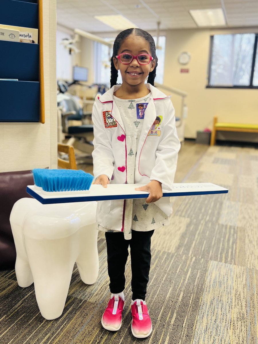 dfcadent's tweet photo. Meet little Makayla! She always shows up to her appointments wearing her lab coat because she’s already a doctor in her heart. Her dream? To become an adult dentist when she grows up! 

#FutureDentist #DreamBig #Inspiration #dfcadent #dentistry #weloveourpatients https://t.co/ZfWljtW6H2