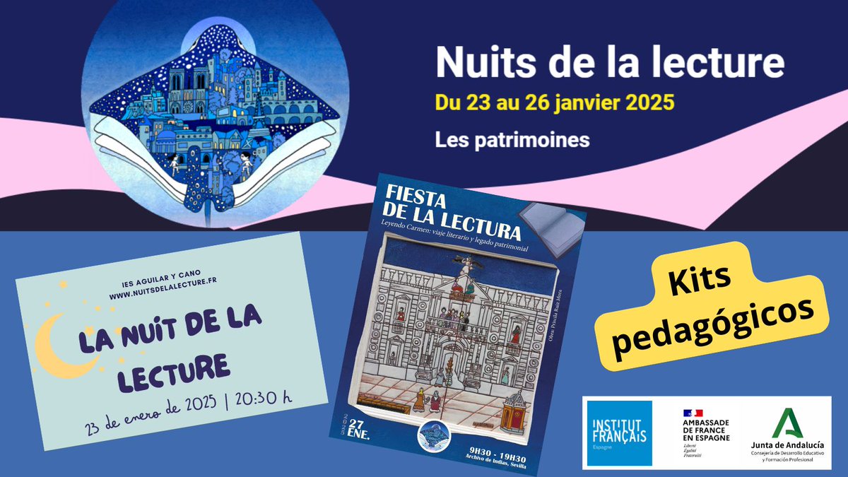 DG de Innovación y Formación del Profesorado (@dg_ifp) on Twitter photo ¡Celebramos Les Nuits de la Lecture 2025 del 23 al 26 de enero! Conoce la participación de los centros educativos andaluces en este evento e introdúcelo en tu aula a través de los kits pedagógicos.
lajunta.es/5buva
#pluriAnd
@educaAnd
<a href="/IFE_Educa/">IF Espagne Education</a> ¡Celebramos Les Nuits de la Lecture 2025 del 23 al 26 de enero! Conoce la participación de los centros educativos andaluces en este evento e introdúcelo en tu aula a través de los kits pedagógicos.
lajunta.es/5buva
#pluriAnd
@educaAnd
<a href="/IFE_Educa/">IF Espagne Education</a>
