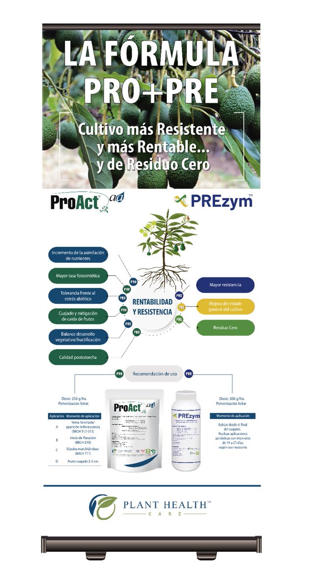 Plant Health Care y su fórmula PRO+PRE, ProAct®aa + PREzym™, formarán parte este jueves del patrocinio de la III Jornada Internacional del Cultivo del Aguacate, que se celebra en el Caixa Forum de Valencia, y en la que participan investigadores y expertos del sector.