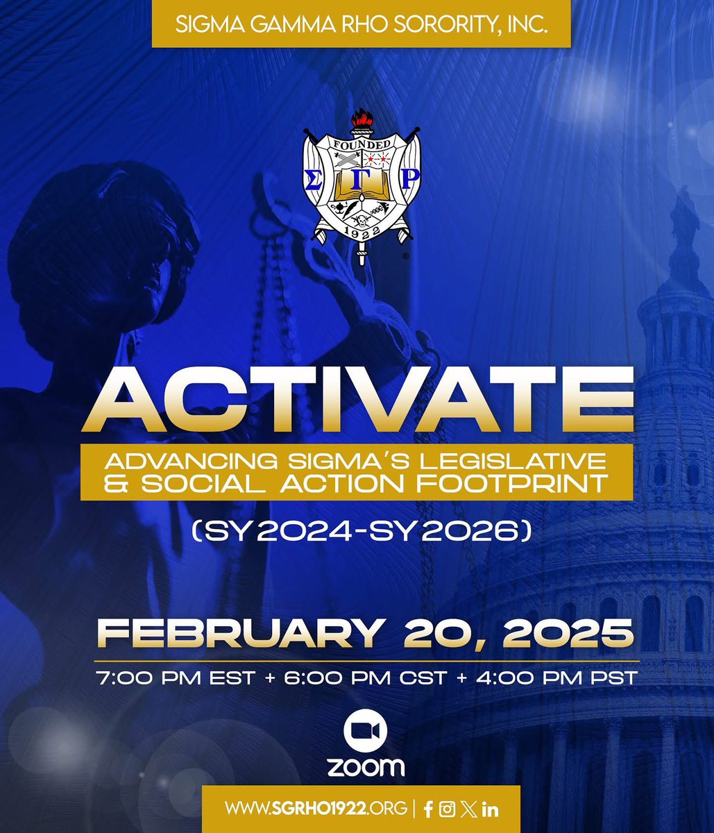 📣✨ Join Us for the Social and Legislative Action SY24-26 Introductory Webinar! ✨📣
Title: A.C.T.I.V.A.T.E.: Advancing Sigma’s Legislative &amp; Social Action Footprint (SY2024-SY2026) Date: Thursday, February 20, 2025 Time: 7:00 PM EST Platform: Zoom (link to follow)