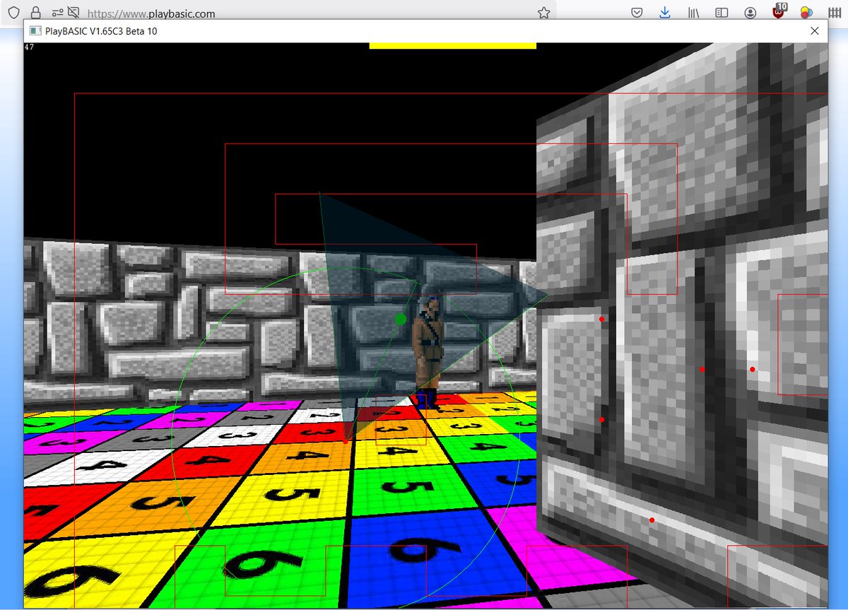 PlayBasic's tweet image. Let's make the Wolf 3D - Raycasting demo all messy and mock up some floors...
Nice :) #2D #coding #learncoding #retrocoder #retro