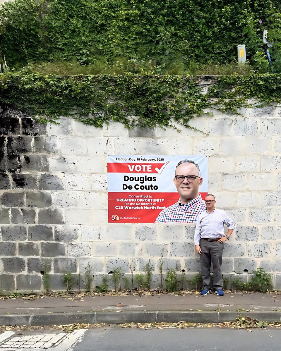 decouto's tweet photo. Proud to stand for Warwick North East and represent the residents of C25. 🇧🇲
My banner is now up, and I’m more motivated than ever to work hard for our community.
Let’s make February 18th a turning point for Bermuda. 🗳️ #CreatingOpportunity https://t.co/4YT8TQV1UJ
