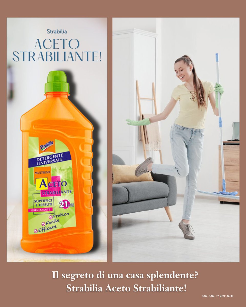 milmilofficial's tweet image. Stanca di mille prodotti per la pulizia? 🏠 Basta un solo alleato: Strabilia Aceto Detergente Universale!
✔️ Pulisce
✔️ Igienizza
✔️ Profuma
Forno, vetri, pavimenti… tutto con un solo prodotto! 💙
👉 Scoprilo ora: milmil.it
#CasaPerfetta #PuliziaFacile #Strabilia
