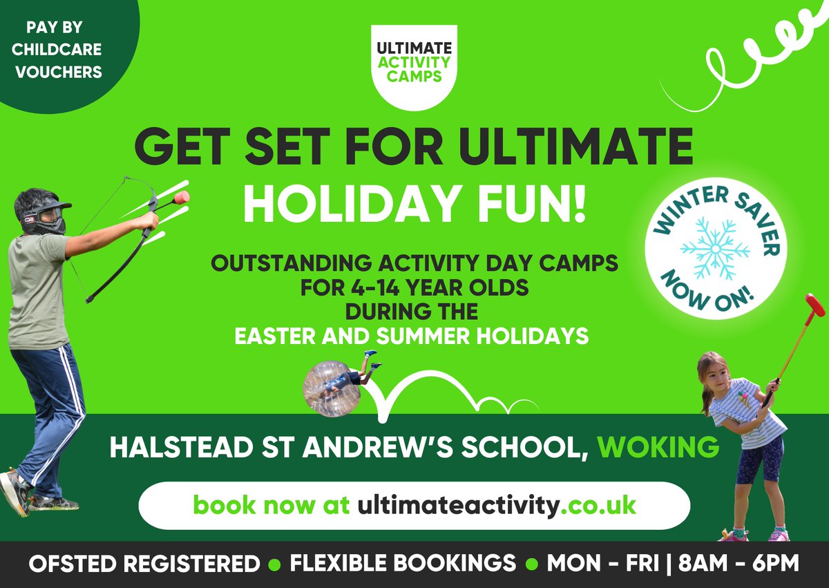 Ultimate Activity Camps (@ult_activity) on Twitter photo ⏰Our Winter Saver ends TONIGHT!⏰
Ultimate Activity Camps are returning to
<a href="/hsa_school/">Halstead St Andrew's School</a> this Easter & Summer! 🤸🤸♂️
Children aged 4-14 can make new friends and enjoy over 40 sports, games, and creative activities each week. Book now to save👉bit.ly/3zkTaQl ⏰Our Winter Saver ends TONIGHT!⏰
Ultimate Activity Camps are returning to
<a href="/hsa_school/">Halstead St Andrew's School</a> this Easter & Summer! 🤸🤸♂️
Children aged 4-14 can make new friends and enjoy over 40 sports, games, and creative activities each week. Book now to save👉bit.ly/3zkTaQl