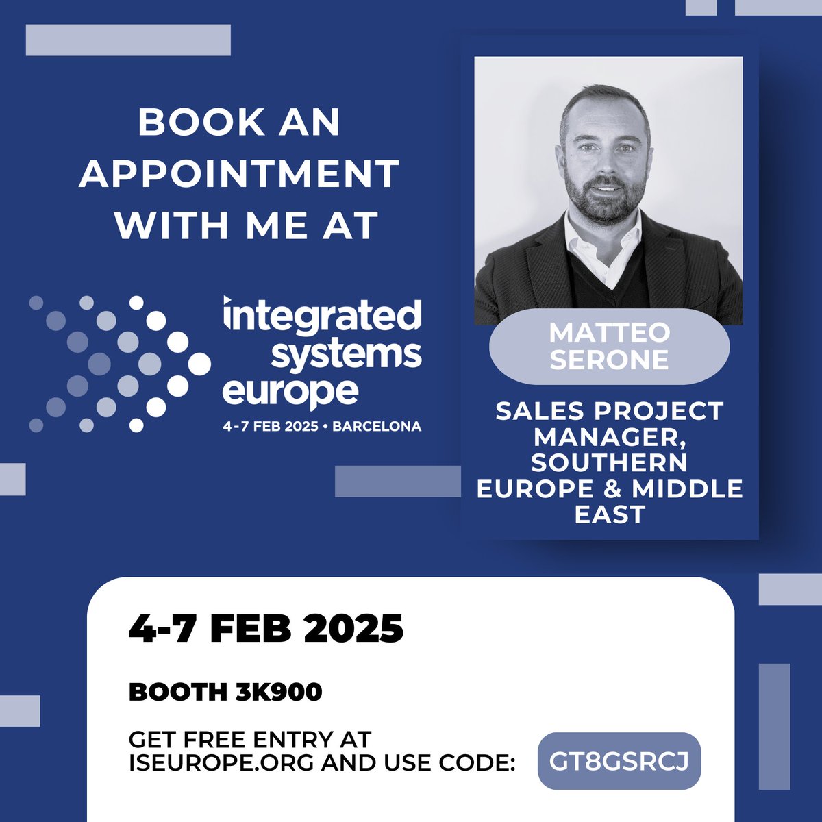 digiLED_'s tweet photo. Book an appointment with Matteo Serone, our Sales Project Manager for Southern Europe &amp; the Middle East and discover how we’re transforming LED displays for the retail sector.

Get in touch to book an appointment and make the most of ISE 2025.

#ISE2025 #digiLED #AVIndustry https://t.co/PO0VxjbEBX