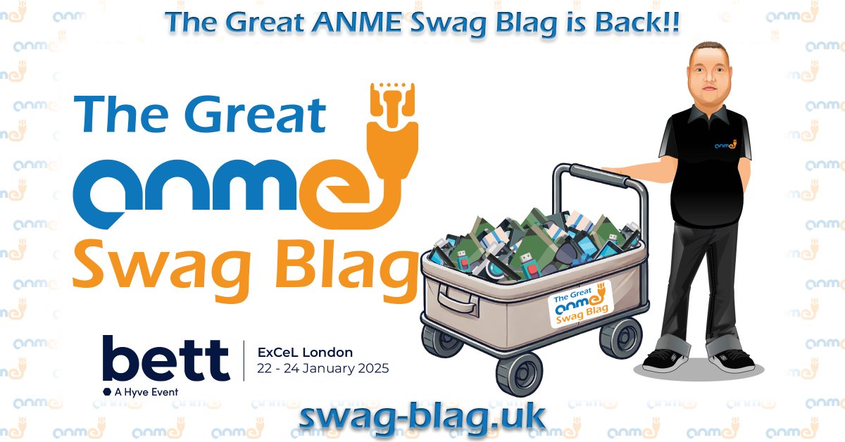 #Bett2025 Exhibitors!🎉It’s back! The Great #ANME #SwagBlag is back for its second year –ready to take your leftover freebies to schools, trusts, &amp; unis across the UK! Got useful swag to offload? Bring it to us at SH50 on the last day of Bett!➡️ swag-blag.uk/?utm_source=X&… <a href="/Bett_show/">Bett Global</a>