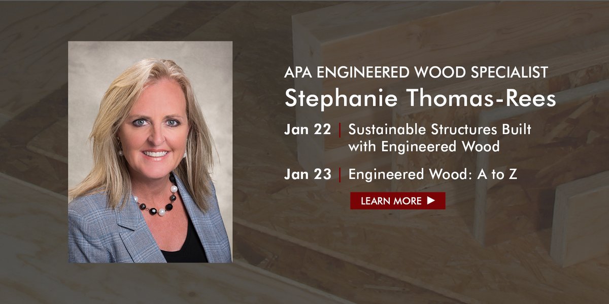 APAwood's tweet image. On Wednesday and Thursday, our Engineered Wood Specialist Stephanie Thomas-Rees will be hosting free seminars at Build Expo USA in Tampa, Florida from 9:30 - 10:30 am EST. Register now &amp;gt; buildexpousa.com/tampa-build-ex…

#APAwoodSpecialist #EngineeredWood