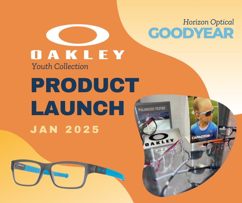 AZLasik's tweet photo. Start the spring semester strong (and stylish!) 💪😎🏃‍♂️
The Oakley Youth Collection, now at our Goodyear location. Designed for active young lifestyles—these optical frames are a perfect match! Stop by this week to check them out. 👓✨ #OakleyYouth #HorizonOptical #Goodyear https://t.co/xZ7O9VZbye