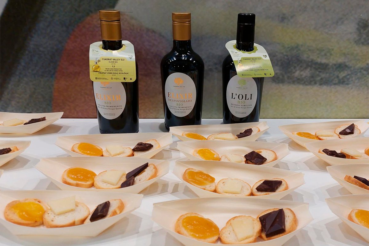 Promo_Economica's tweet image. 🫒 Blanca Casañola, de Cuadrat Valley (l’Albagés), ha guiat un tast dels seus olis d&apos;oliva verge extra ecològics premiats a la Fira amb productes de proximitat com el formatge, xocolata i melmelada a la @firaolicat de les Borges Blanques

➡️ Olis que parlen del territori!