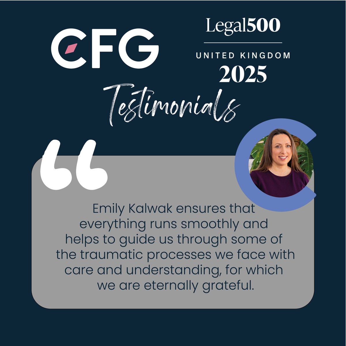 CFG - more than law (@cfgmorethanlaw) on Twitter photo We’re honoured to share this feedback from <a href="/thelegal500/">The Legal 500</a> Supporting our clients through challenging times with empathy & professionalism is our top priority. <a href="/EKalwak/">Emily Kalwak</a>'s dedication to making the journey smoother for our clients is a true reflection of our commitment. #MoreThanLaw We’re honoured to share this feedback from <a href="/thelegal500/">The Legal 500</a> Supporting our clients through challenging times with empathy & professionalism is our top priority. <a href="/EKalwak/">Emily Kalwak</a>'s dedication to making the journey smoother for our clients is a true reflection of our commitment. #MoreThanLaw