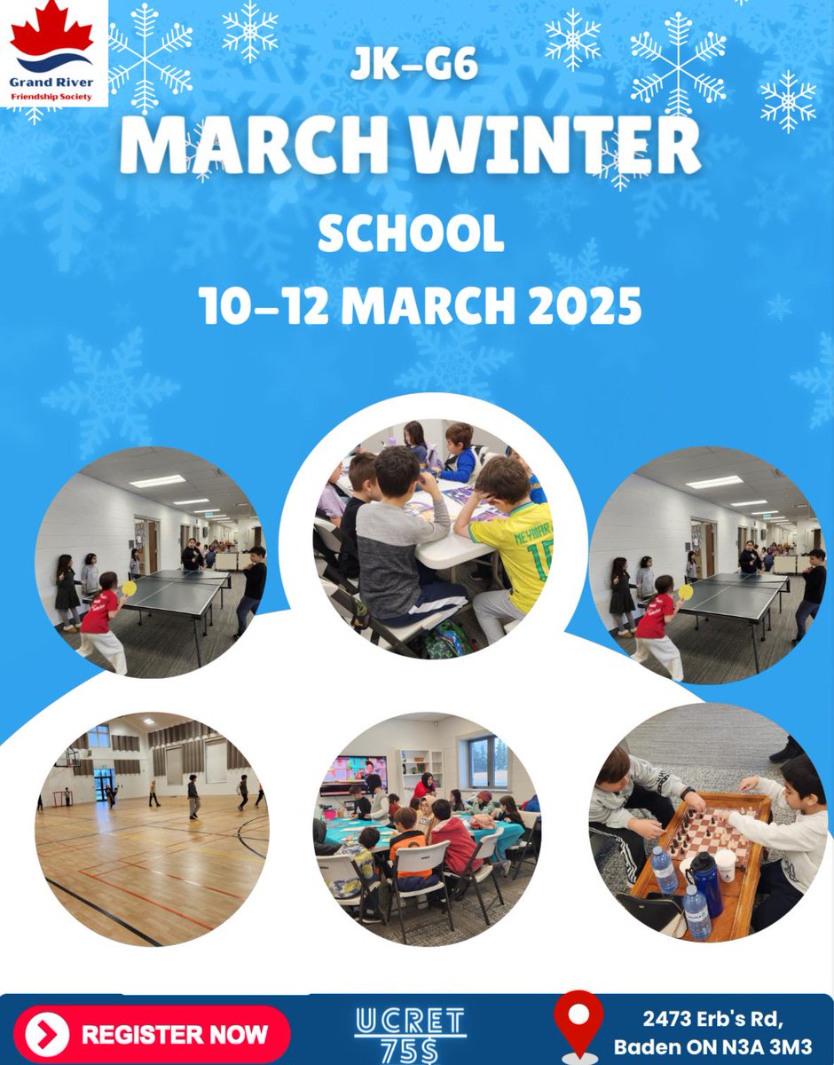 grfsociety's tweet photo. ๐ Join Us for an Unforgettable March Break Adventure! โ
๐ฒ Admission Fee: $25
โจ Donโt waitโspace is limited! Letโs create lifelong memories together.
#MarchBreakFun #WinterSchool2025 #LoveIsAVerb #EducationMatters #GrandRiverFriendshipSociety https://t.co/wJFDKdv2P5