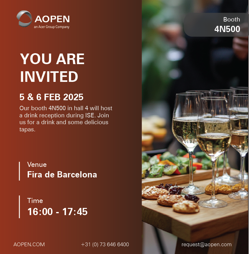 You are invited! Savor delicious tapas and refreshing drinks at our booth 4N500 in Hall 4 during ISE. What's better than a delightful drink reception during a busy week? We can’t wait to welcome you! 

When &amp; Where?
February 5th &amp; 6th
16:00 – 17:45
Fira de Barcelona