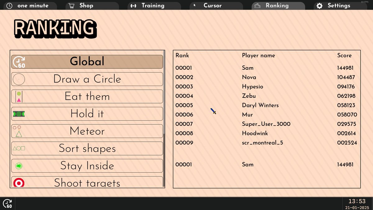 Le_Rado_Studio's tweet photo. 🌍 Compete with the world in One Minute ! 🕓 

Master the 12 mini-games, sharpen your skills, and aim for the global leaderboard! 🏆
Will you be the #1 player ? 💪 

🎮 Wishlist today and prove your skills: https://t.co/9g1X1xmy6q #indiedev #indiegame #solodev #godot https://t.co/wzIRdYLKkJ