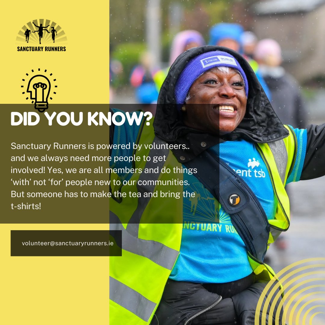 Sanctuary Runners Ireland (@sanctuaryrunner) on Twitter photo 🌟 Make a Difference – Volunteer with Us! 🌟
Volunteers are at the 💙of what we do. They support our groups, spread our values of #Friendship, #Solidarity and #Respect, and bring communities together through the simple act running & walking.
📩 volunteer@sanctuaryrunners.ie 🌟 Make a Difference – Volunteer with Us! 🌟
Volunteers are at the 💙of what we do. They support our groups, spread our values of #Friendship, #Solidarity and #Respect, and bring communities together through the simple act running & walking.
📩 volunteer@sanctuaryrunners.ie