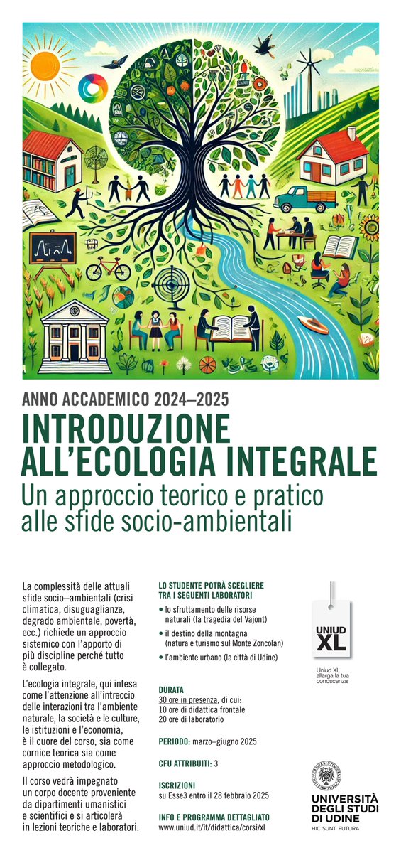 Federico Venturini (@federic20976817) on Twitter photo 💡Nuovo corso XL <a href="/uniud/">Università di Udine</a> "Introduzione all'ecologia integrale. Un approccio teorico e pratico alle sfide socio-ambientali" 💚
Per maggiori informazioni: uniud.it/it/didattica/a… 💡Nuovo corso XL <a href="/uniud/">Università di Udine</a> "Introduzione all'ecologia integrale. Un approccio teorico e pratico alle sfide socio-ambientali" 💚
Per maggiori informazioni: uniud.it/it/didattica/a…