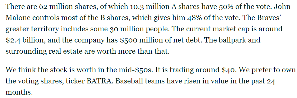 BushwoodCap's tweet photo. Mario Gabelli @InvestGabelli 

Atlanta Braves $BATRA https://t.co/GfT9QPMzz8