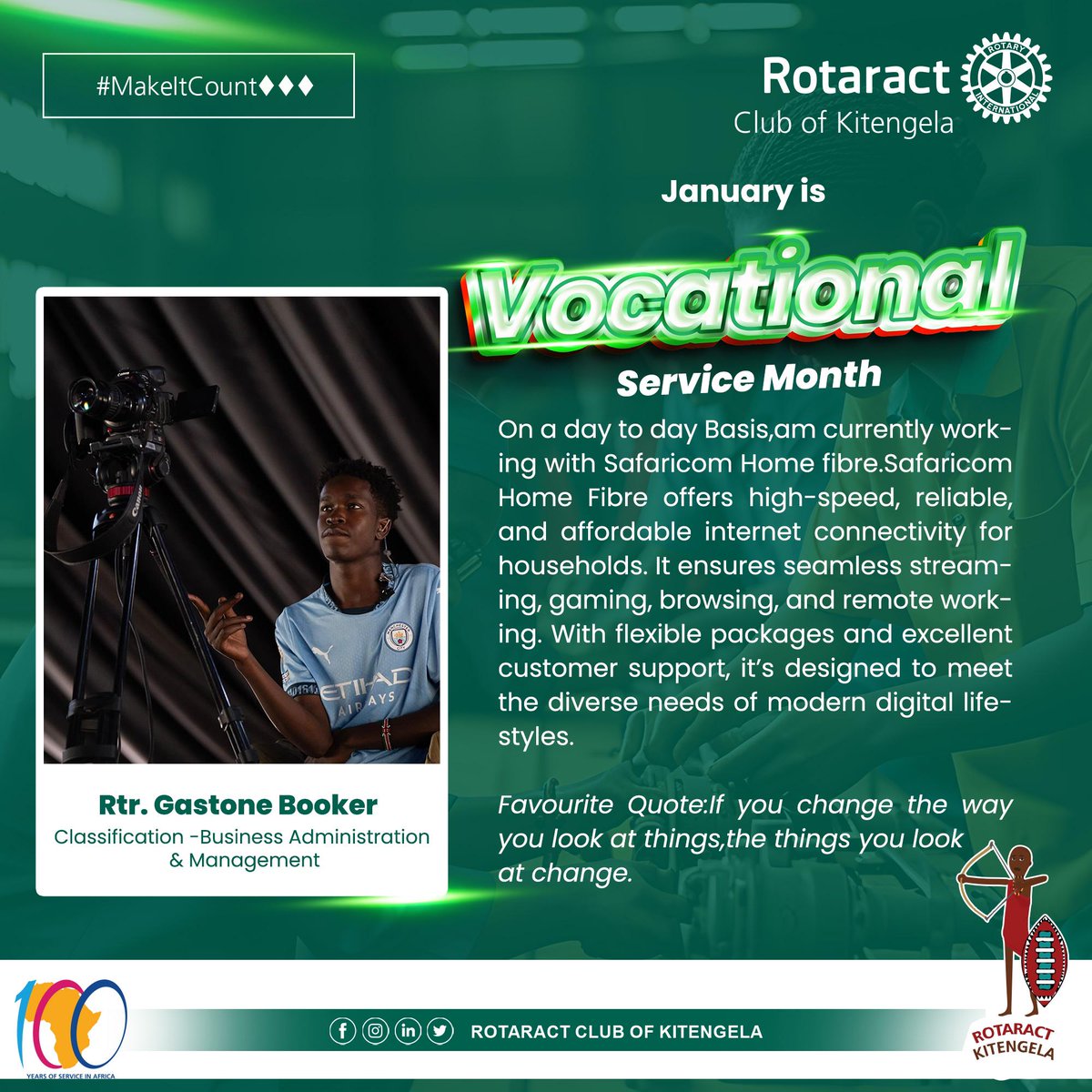 RACKITENGELA's tweet photo. Meet the man behind the #MyVocation👷🏽 campaign, Gastone Booker-Business Administration &amp; Management.

He currently works for Safaricom  Home Fibre. This service offers high speed internet solutions for households and offices.

His job description entails ensures clients have a... https://t.co/mEJfAMSTDE