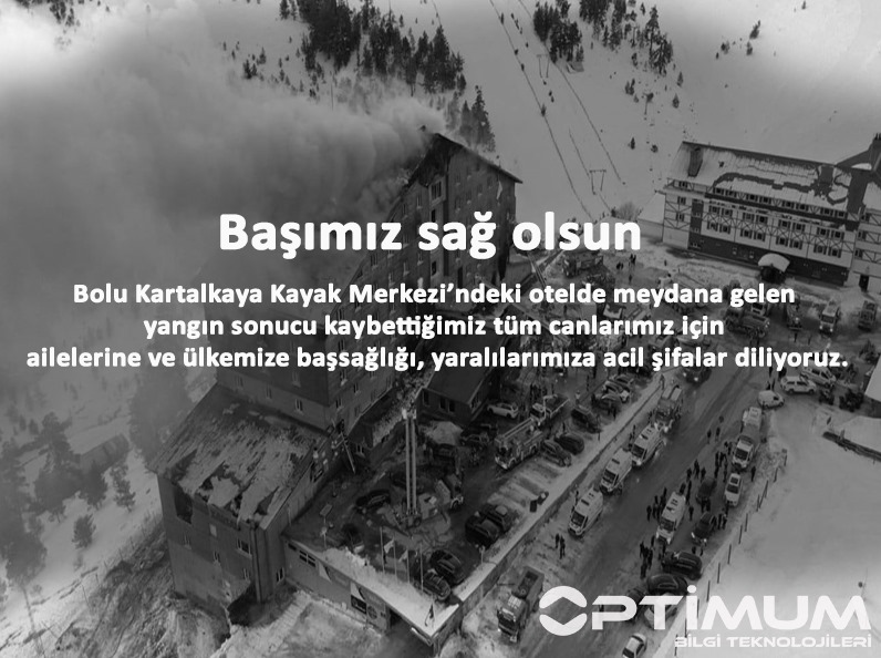 optimumbt's tweet photo. Başımız sağ olsun 

Bolu Kartalkaya Kayak Merkezi’ndeki otelde meydana gelen yangın sonucu kaybettiğimiz tüm canlarımız için ailelerine ve ülkemize başsağlığı, yaralılarımıza acil şifalar diliyoruz. https://t.co/UbtBtIUYZy