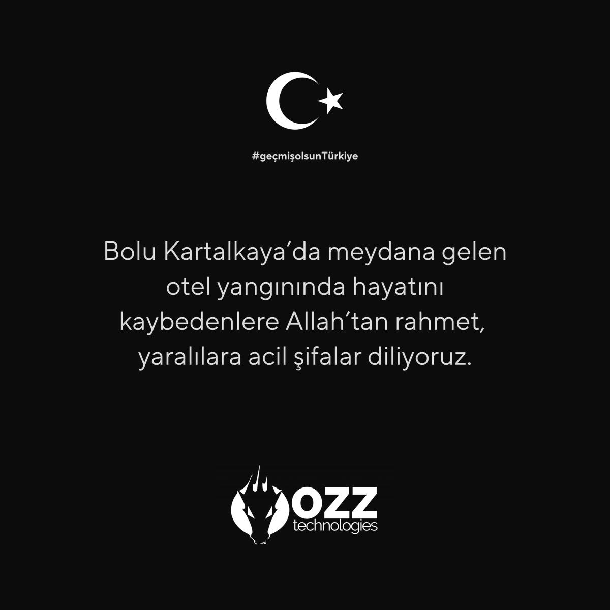 OzzTechIT's tweet photo. Bolu Kartalkaya'da meydana gelen otel yangınında hayatını kaybedenlere Allah'tan rahmet, yaralılara acil şifalar diliyoruz.

#ozztech #geçmişolsuntürkiye https://t.co/HfRdXWFVmn