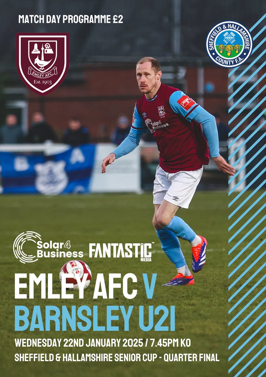 Tomorrow’s programme cover ft. Ross Hardaker

Pick up a copy just after the gate for £2 👏

Emley AFC v Barnsley U21
Wednesday 22 January 
7.45pm KO 

#UTP #TomorrowsProgrammeToday #Emley