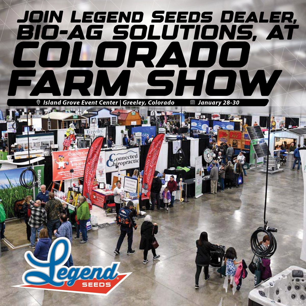 Join Legend Seeds dealer, Bio-Ag Solutions, at the Colorado Farm Show from January 28-30! 📍Find them at Booth E61-62 and discover how #LegendSeeds products can help grow your success. Don't miss this opportunity to connect, learn, and elevate your operation. See you there! 🌱