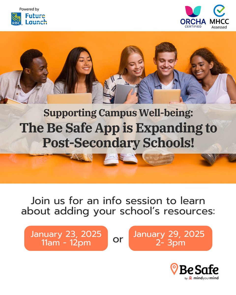 mindyourmind (@mindyourmind_ca) on Twitter photo Happening this week😍
Visit <a href="/besafeapp_ca/">besafeapp_ca</a> for more information💫
If you work for a post-secondary institution in Canada, sign up for a free webinar.
#BeSafe #Webinar #Post-Secondary #School #University #College #Students #SafetyPlan #Prevention #Support Happening this week😍
Visit <a href="/besafeapp_ca/">besafeapp_ca</a> for more information💫
If you work for a post-secondary institution in Canada, sign up for a free webinar.
#BeSafe #Webinar #Post-Secondary #School #University #College #Students #SafetyPlan #Prevention #Support