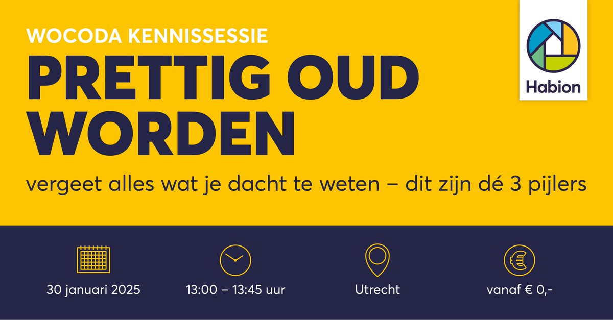 🌟Kennissessie #Wocoda25 30/1: Prettig oud worden: vergeet alles wat je dacht te weten - dit zijn dé 3 pijlers!
🔗 Programma - WOCODA 2025 
#wonen #zorg #ouderen #vastgoed Inclusief <a href="/minister_vro/">Mona Keijzer</a> op corporatiepaviljoen.