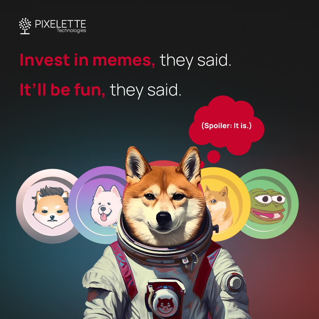 Pixelette__Tech's tweet photo. Invest in memes, they said. It’ll be fun, they said. 📷 (Spoiler: It is.)#AI #Blockchain #cryptocurrency #memecoins https://t.co/ld0rkdDALN