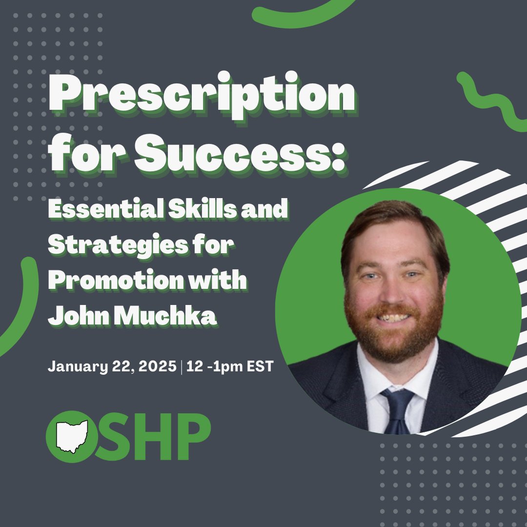Don't forget - tomorrow we will have John Muchka online from 12-1pm EST discussing strategies for promotion. You don't want to miss it! Register today at ohioshp.org