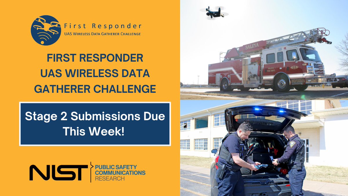 🚨 Due This Week! 🚨 Stage 2 submissions for #NIST PSCR’s #UAS 6.0 Challenge are due Jan. 24! 🏆 Submit now to win up to $40k in cash prizes: firstresponderuas.org