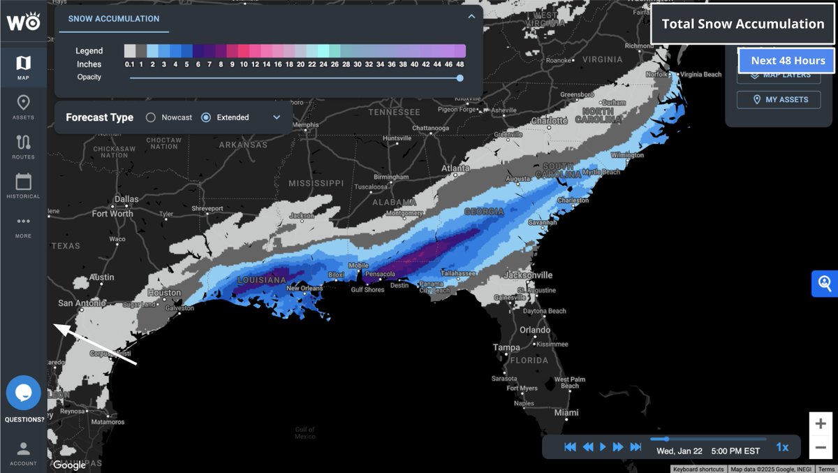 A historic snowstorm is hitting the Gulf Coast, causing rare and severe winter disruptions. WeatherOptics has released a free Special Storm Report to help organizations stay prepared as the storm peaks today and tomorrow.

Access the full report here: weatheroptics.co/jan-20-winter-…

Key