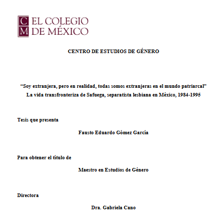 ColmecasA's tweet photo. #RepositorioColmex
Conoce "Soy extranjera, pero en realidad, todas somos extranjeras en el mundo patriarcal” la vida transfronteriza de Safuega, separatista lesbiana en México, 1984-1995", #tesis del Mtro. Fausto Gómez, #Colmecaalumni del @CEGColmex.
https://t.co/WerWMOoHEz https://t.co/OdeY64IDJW