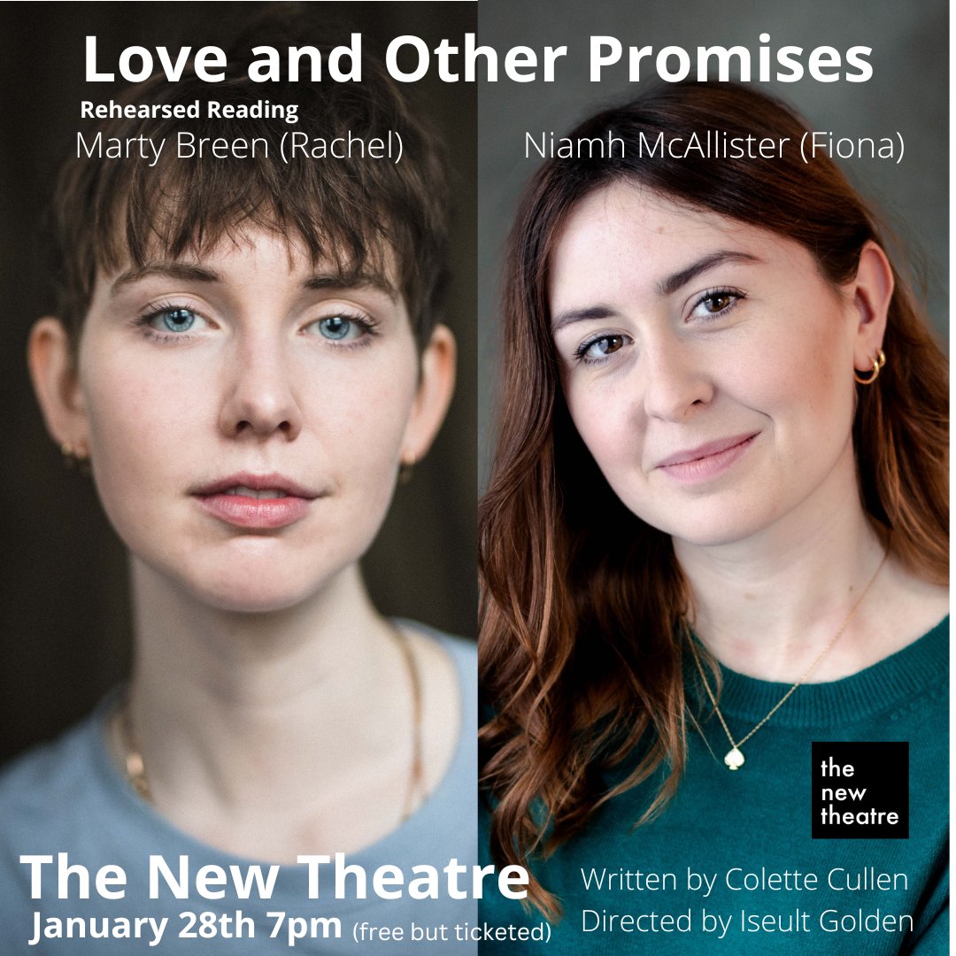 ONE WEEK! Marty Breen &amp; Niamh McAllister reading LOVE AND OTHER PROMISES <a href="/The_New_Theatre/">The New Theatre</a> Tue Jan 28 7pm. Free but ticketed bit.ly/40pcMfR Once broken can trust ever be rebuilt? Rachel thinks so. Fiona's not so sure. A funny &amp; heartfelt story about love and relationships