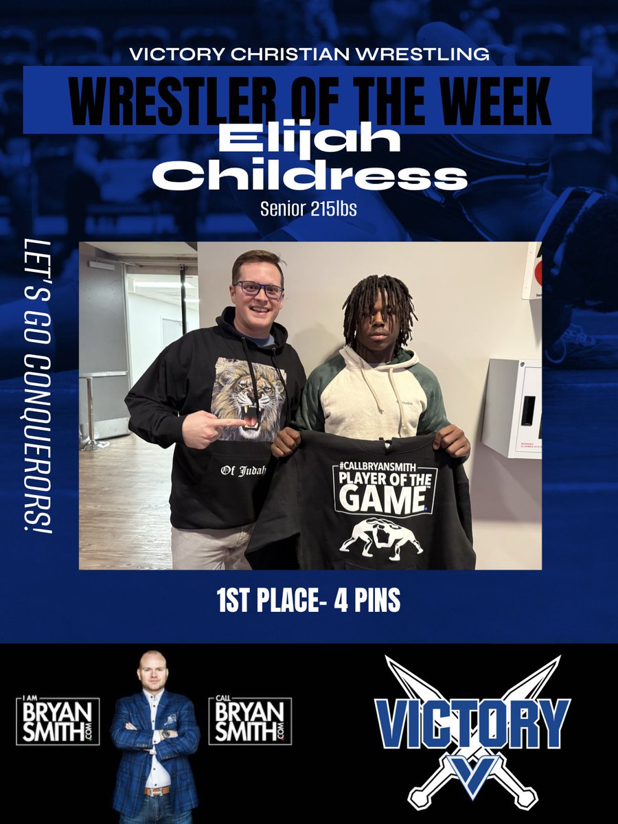 iambryansmith's tweet photo. It’s Wreslting time in Oklahoma! #CallBryanSmith Player of the Game™️- Wrestling Edition!

VCS was on Fire last week! 

The #callbryansmith Wrestler of the Week is Elijah Childress of Victory Christian! 

-Content Partner with Vype Highschool Sports-
@VCS_WRESTLING https://t.co/SX2sra8A4y