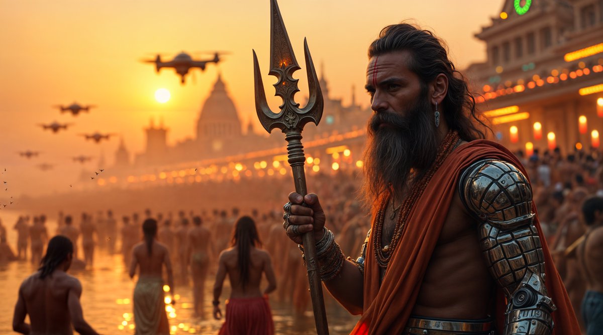 anuragteewari's tweet image. Most people see tradition as the past.
But what if tradition evolves into the future?

These images are a glimpse of 'Sangam 2.0' – where the timeless spirituality of Kumbh meets the possibilities of tomorrow. 
.
.
.
#GenAI #AICommunity #AIFilms #AIFilmmaking #AICC #AIPhoto