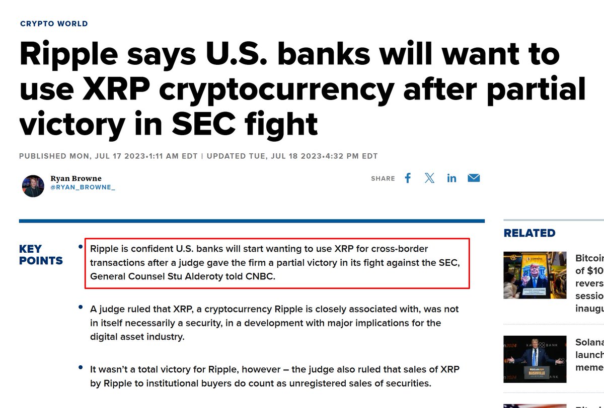 NCashOfficial's tweet photo. Remember when #Ripple confirmed that U.S. banks will want to use $XRP after the victory back in 2023? 👀

I think the flood gates are about to soon be opened with banks rushing to provide crypto services and ultimately integrate crypto into everyday processes. https://t.co/Di0hXtsTXe