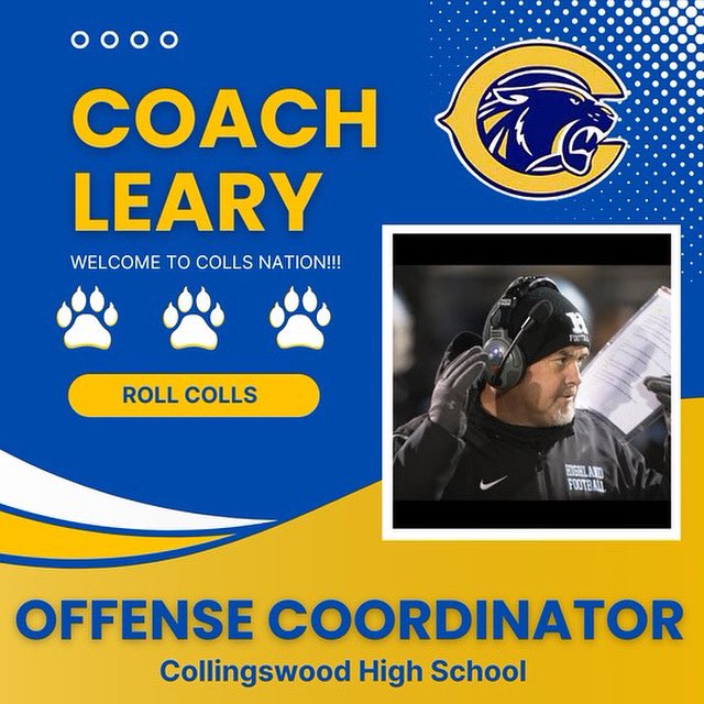 Michael McKeown (@rollcolls) on Twitter photo 🚨🚨
He’s Backkkkkkk
Welcome to Colls Nation my guy. We have become great friends over the years and I can’t wait to finally be on the sidelines working and learning from one of the best to do it!
Roll Colls
<a href="/tartanfootball1/">Brian Leary</a>
From Baby Blue to Navy Blue 🚨🚨
He’s Backkkkkkk
Welcome to Colls Nation my guy. We have become great friends over the years and I can’t wait to finally be on the sidelines working and learning from one of the best to do it!
Roll Colls
<a href="/tartanfootball1/">Brian Leary</a>
From Baby Blue to Navy Blue